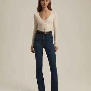 Favorite Daughter Valentina High Rise Jean. Dark Blue Boot Cut Jeans
